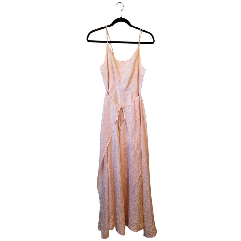Luba By Hannah Payne Light Pink Snakeskin Tie Front Wide Leg Junpsuit Size 4 NWT